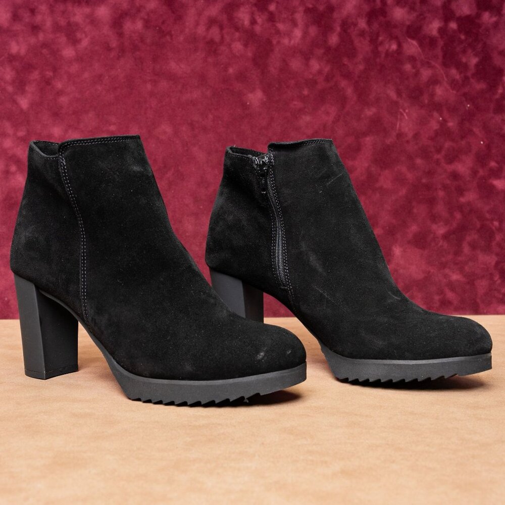 La Canadienne Myranda Waterproof Black Suede Dress Office Ankle Boots sz 11